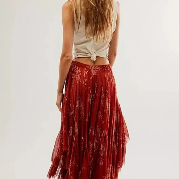 Free People Fp One Clover Printed Skirt Asymmetrical New XS
